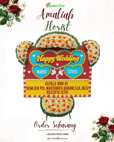 Karangan Papan Bunga Pernikahan di Dinuk